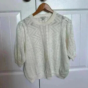 Joie White Cream Knit Crew Neck Sweater